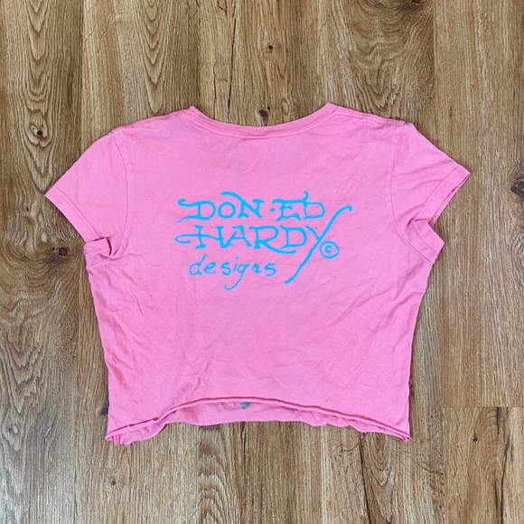 Ed Hardy Tops - Ed Hardy Pink Cropped T-shirt